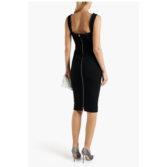 Victoria Beckham Black Bonded Crepe Cami Fitted Dress, Sz US 6/UK 10 - Picture 3 of 11